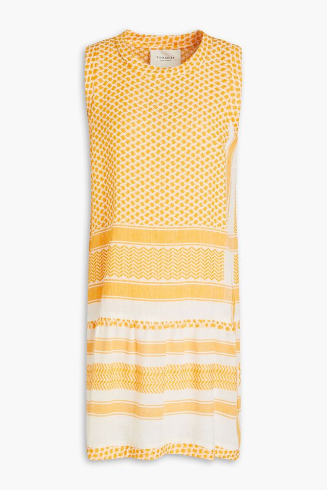 Gathered cotton-jacquard dress