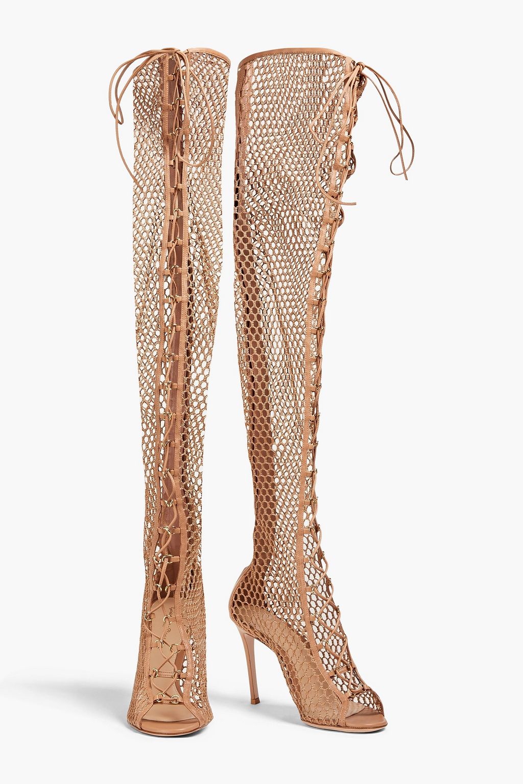 GIANVITO ROSSI Woven leather thigh boots