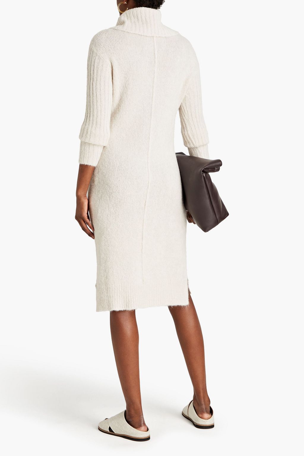 LUISA CERANO Brushed alpaca-blend turtleneck dress
