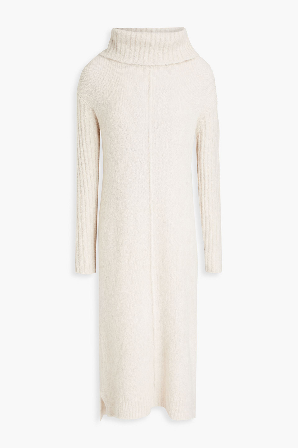 Luisa Cerano Brushed Alpaca-blend Turtleneck Dress In Ecru