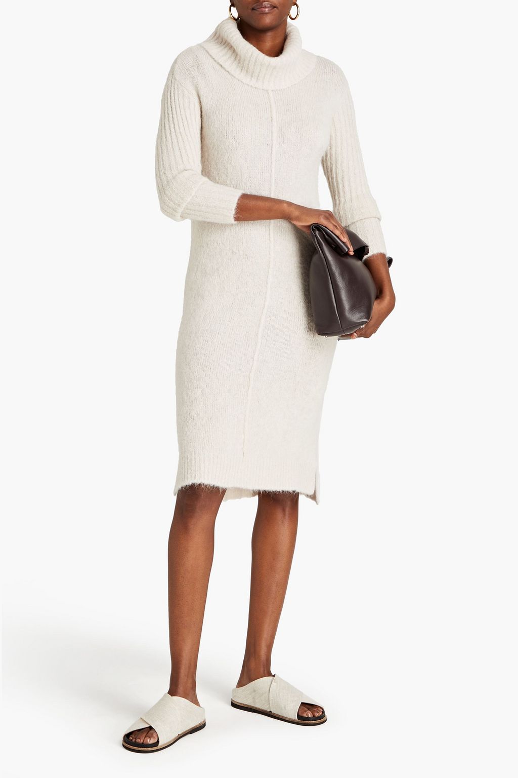 LUISA CERANO Brushed alpaca-blend turtleneck dress