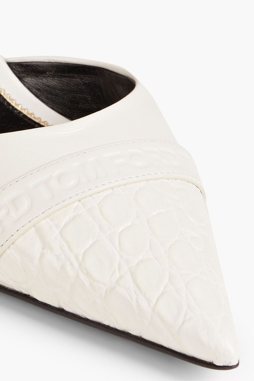 TOM FORD Smooth and croc-effect leather slingback pumps