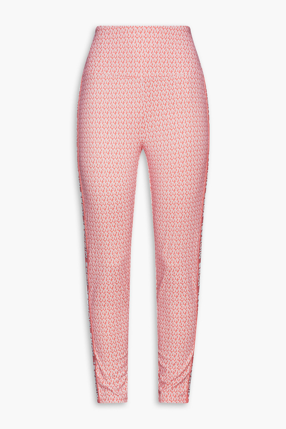 Michael Michael Kors Cropped Printed Stretch Leggings In Pink