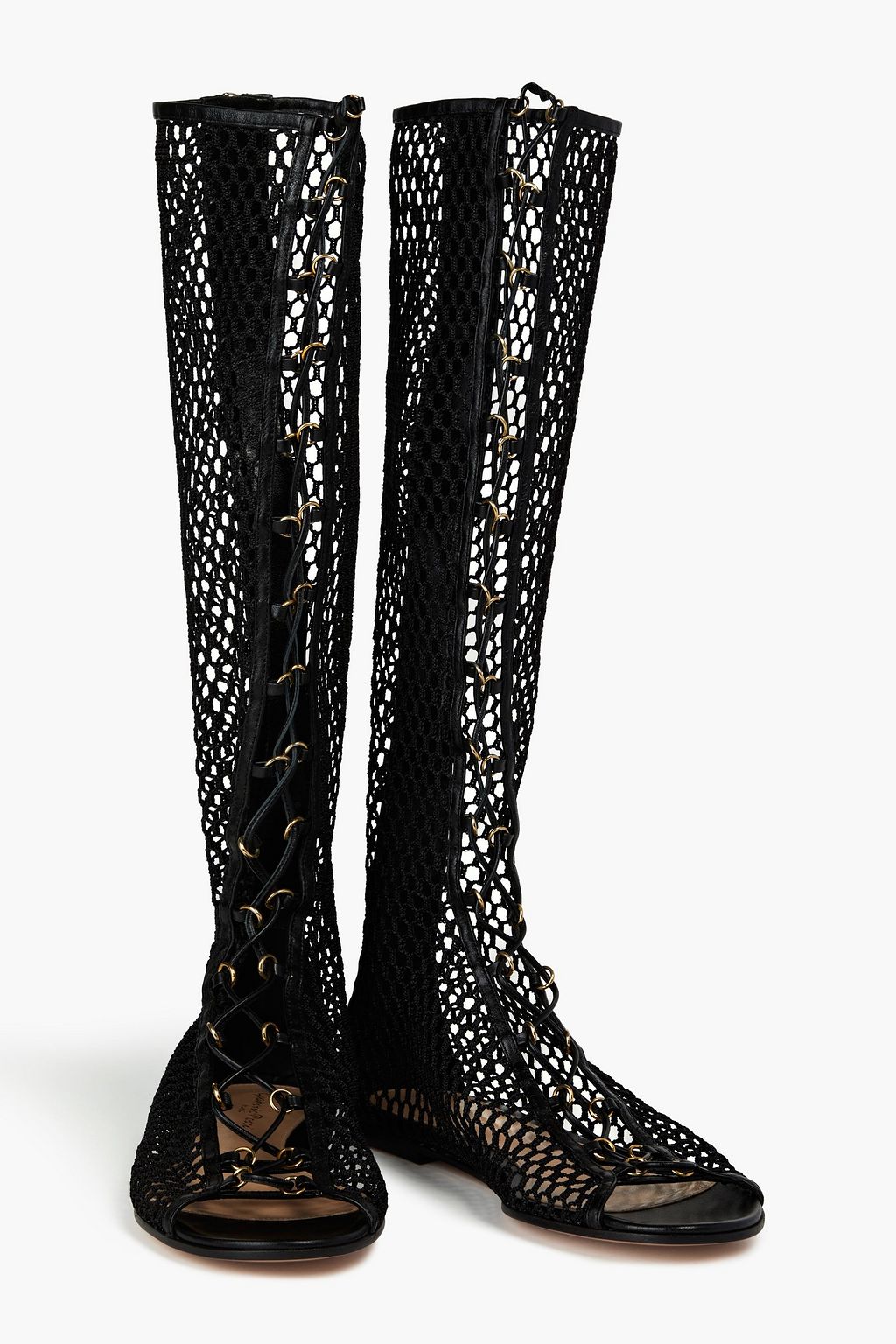 GIANVITO ROSSI Leather and mesh boots
