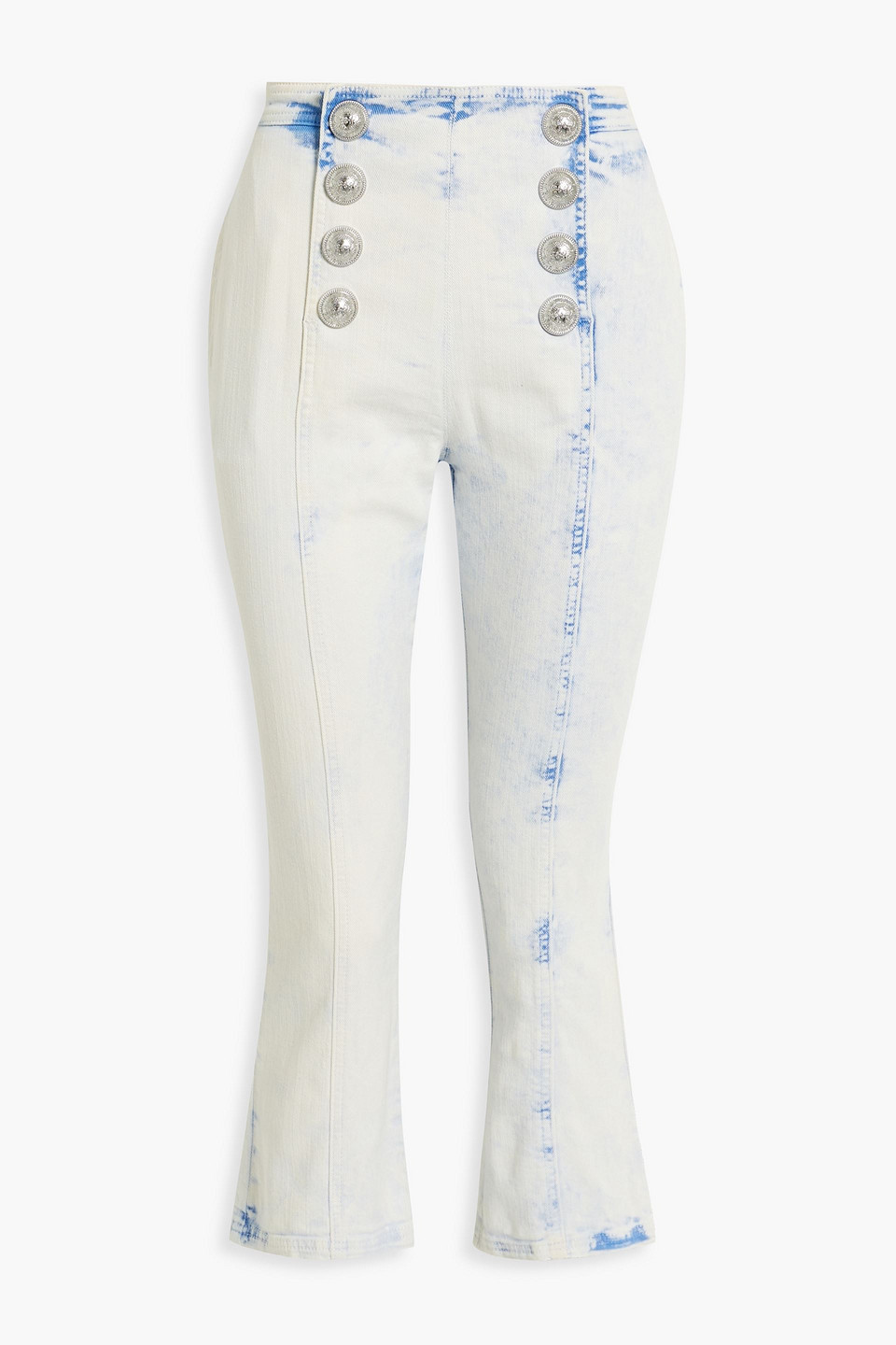 Balmain Cropped bleached high-rise slim-leg jeans