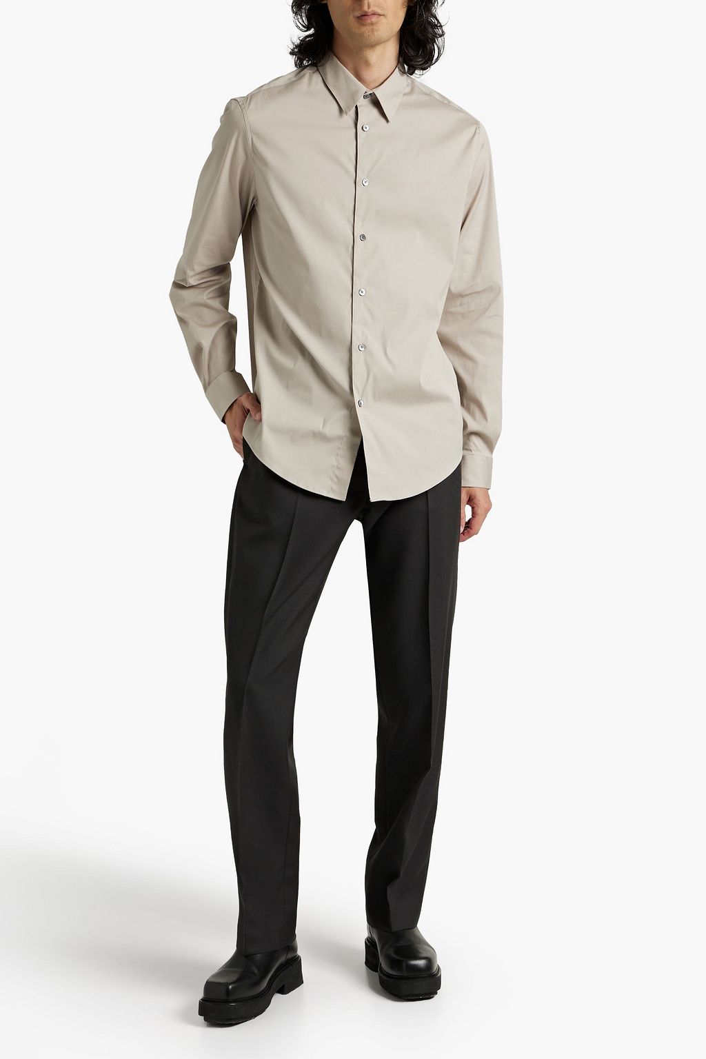 FRAME Cotton-blend poplin shirt