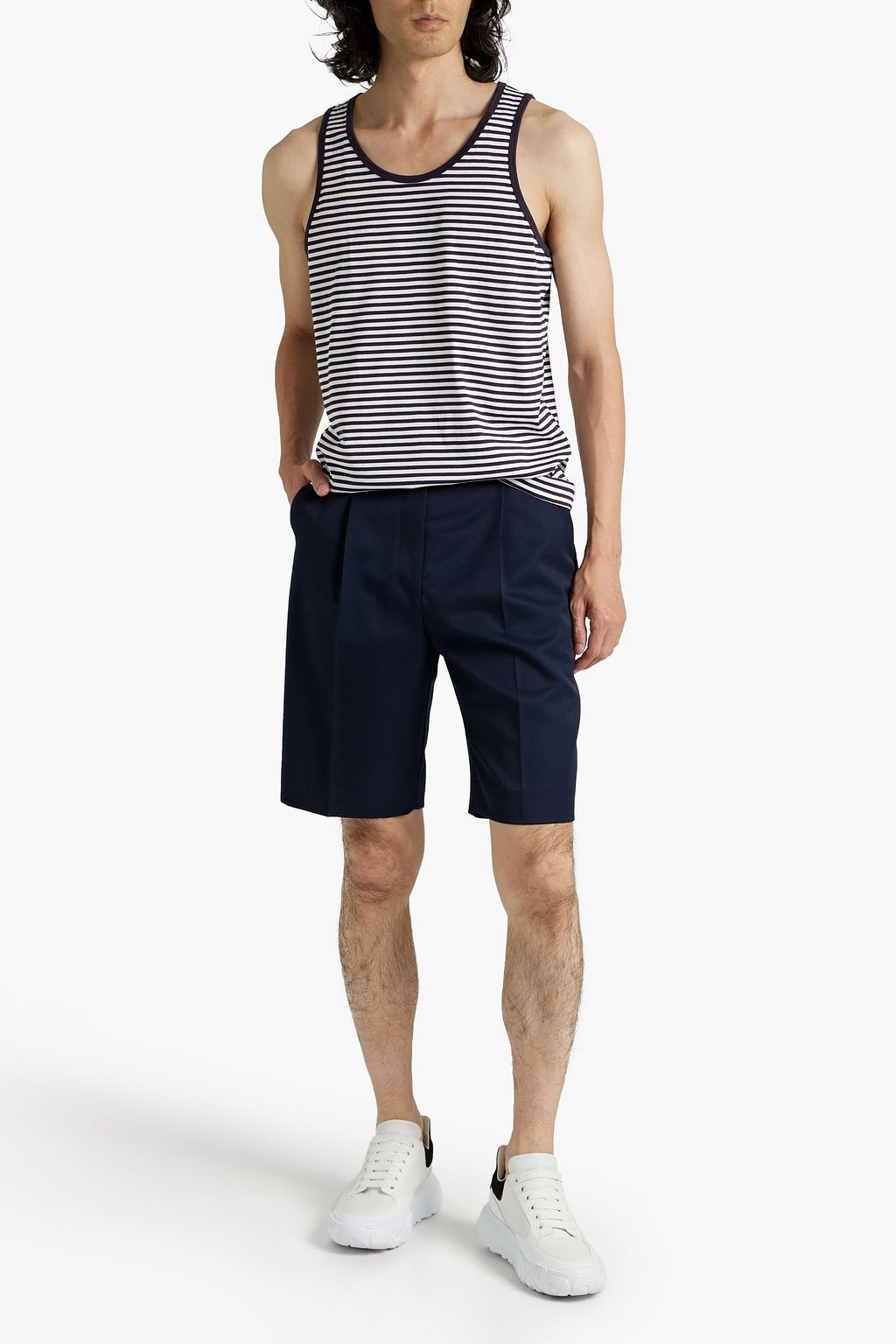 SUNSPEL Striped cotton-jersey tank