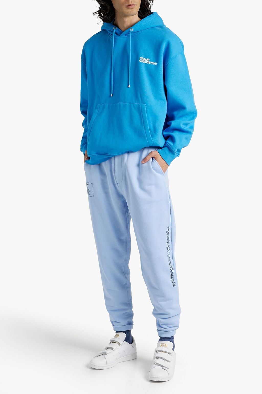 FRAME Printed cotton-blend fleece hoodie