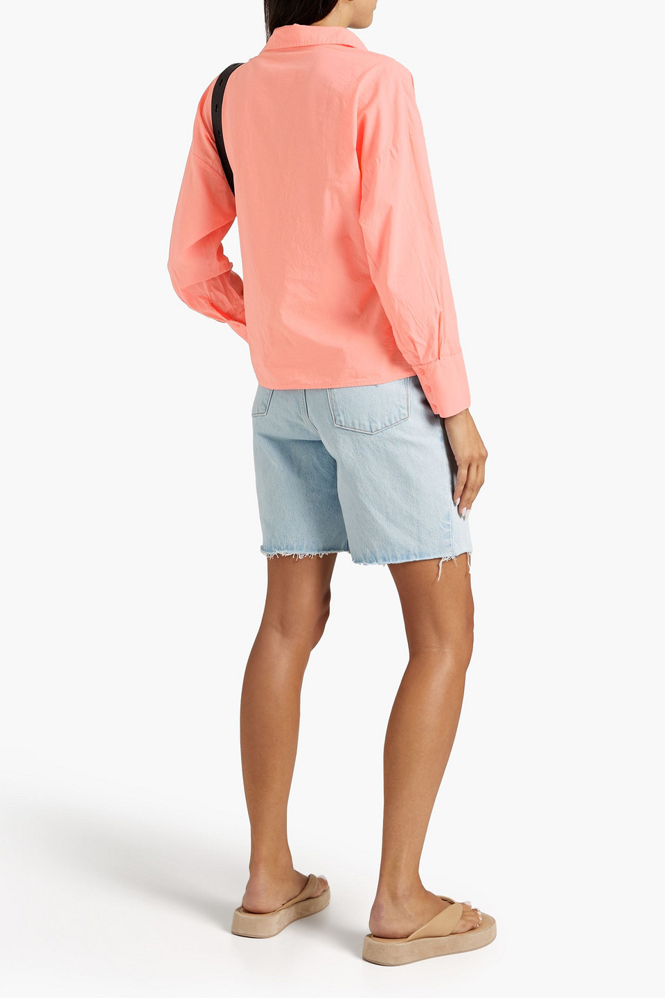 Shop Stateside Twist-front Cotton-poplin Shirt In Coral