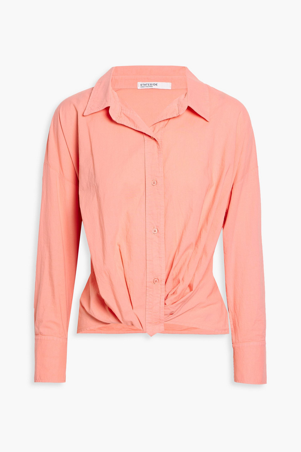 Stateside Twist-front Cotton-poplin Shirt In Coral