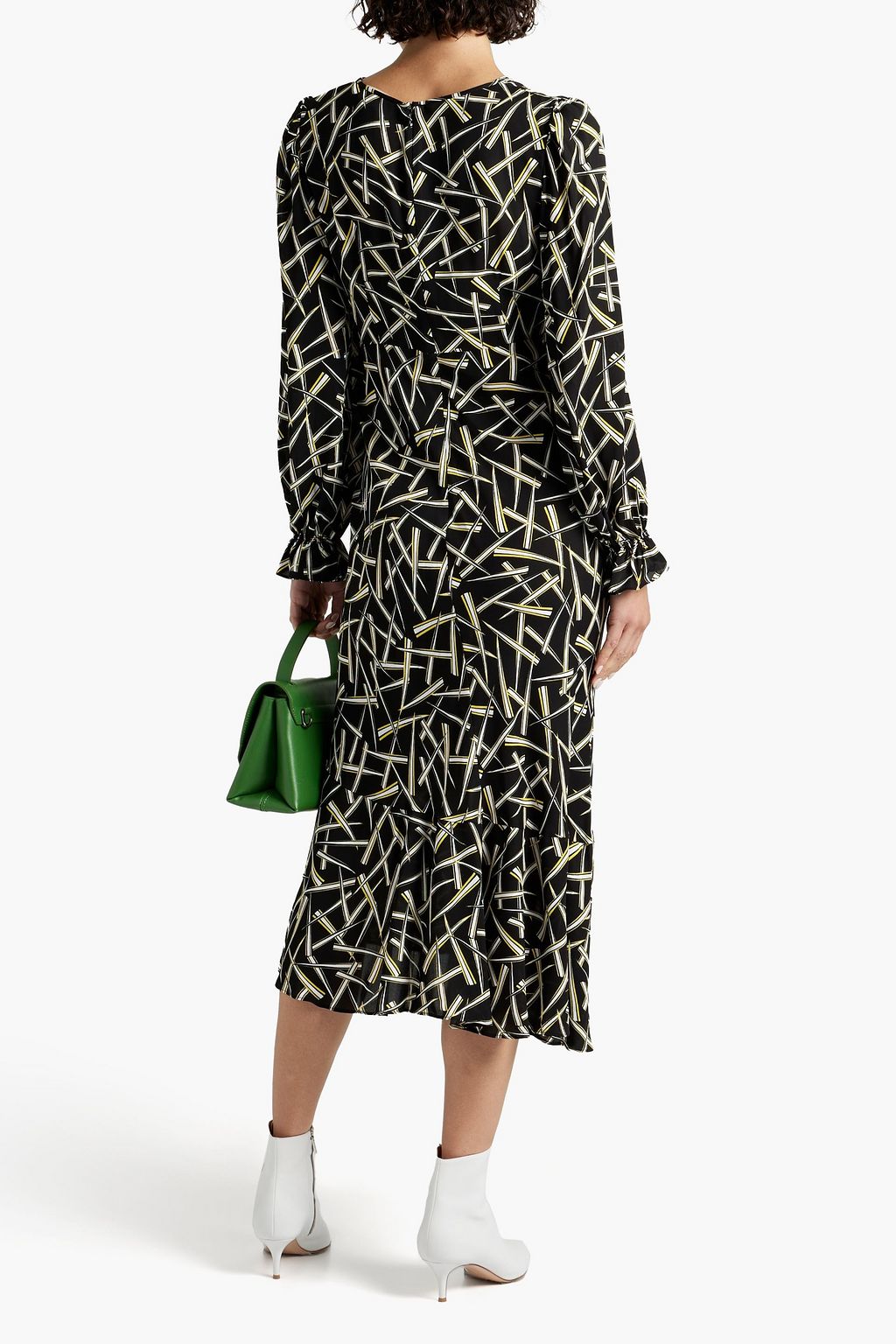 DIANE VON FURSTENBERG Asymmetric printed crepe midi dress