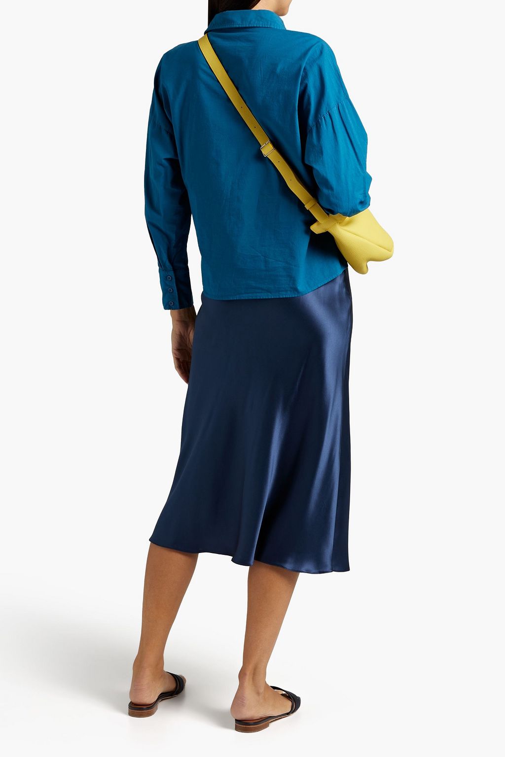STATESIDE Twist-front cotton-poplin shirt