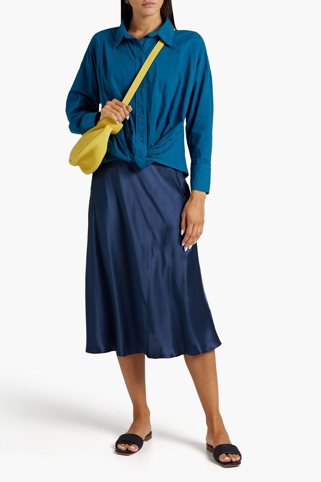 STATESIDE Twist-front cotton-poplin shirt