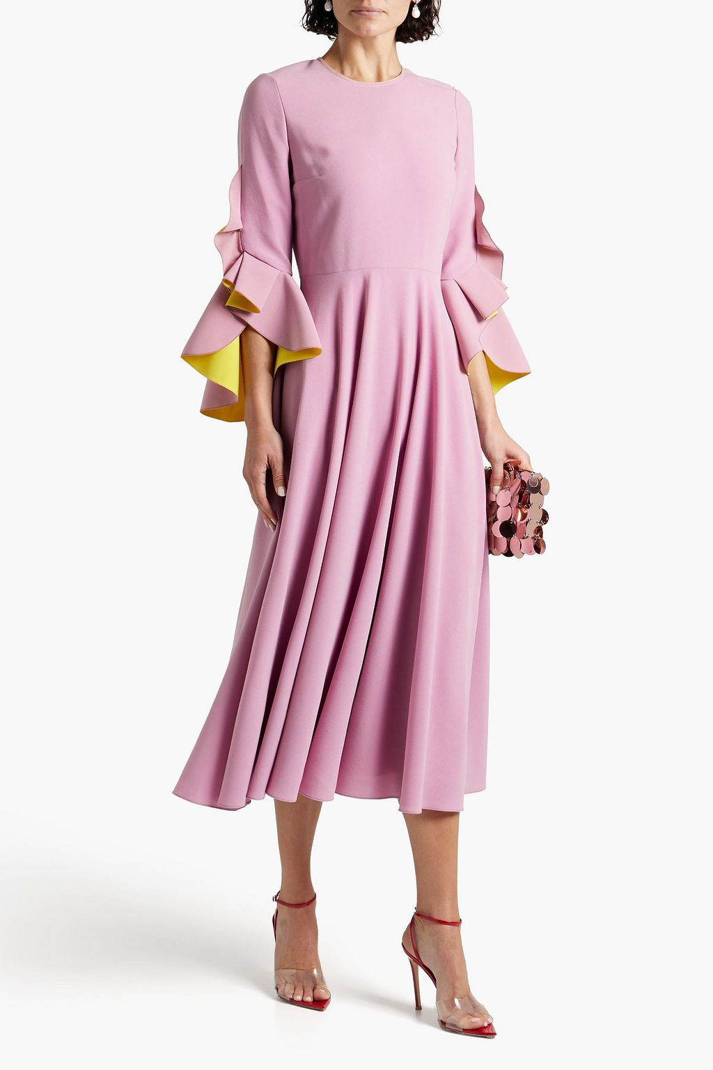 ROKSANDA Gathered two-tone crepe midi dress