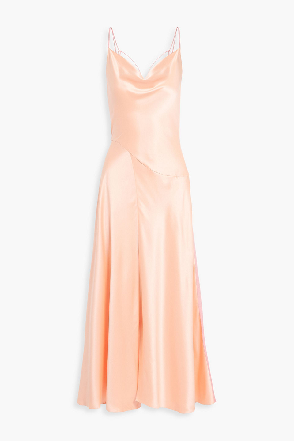 roksanda - draped two-tone silk-satin slip dress - orange - uk/au 12