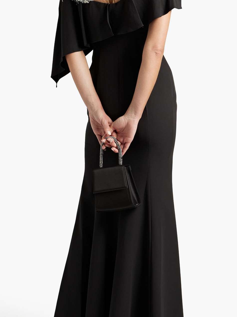 embellished tulle-paneled draped crepe gown