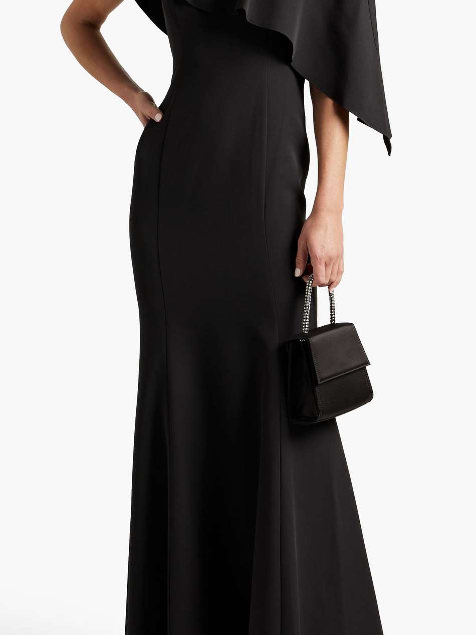 embellished tulle-paneled draped crepe gown