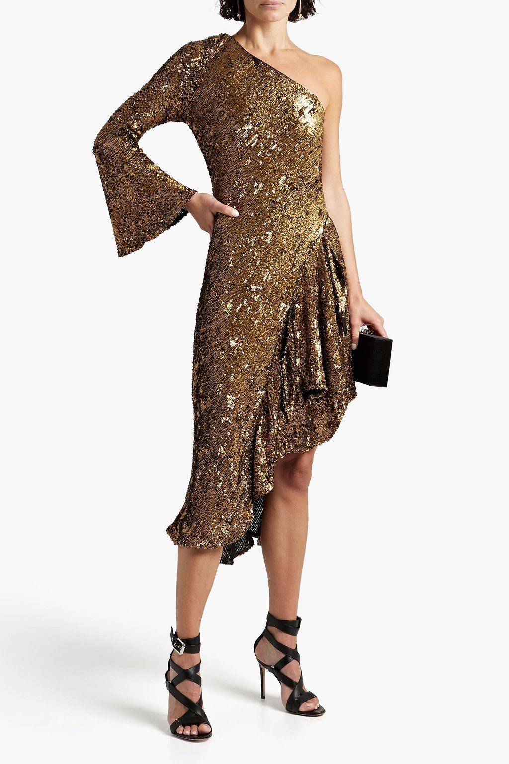 MARIA LUCIA HOHAN Zorya one-sleeve sequined crepe mini dress