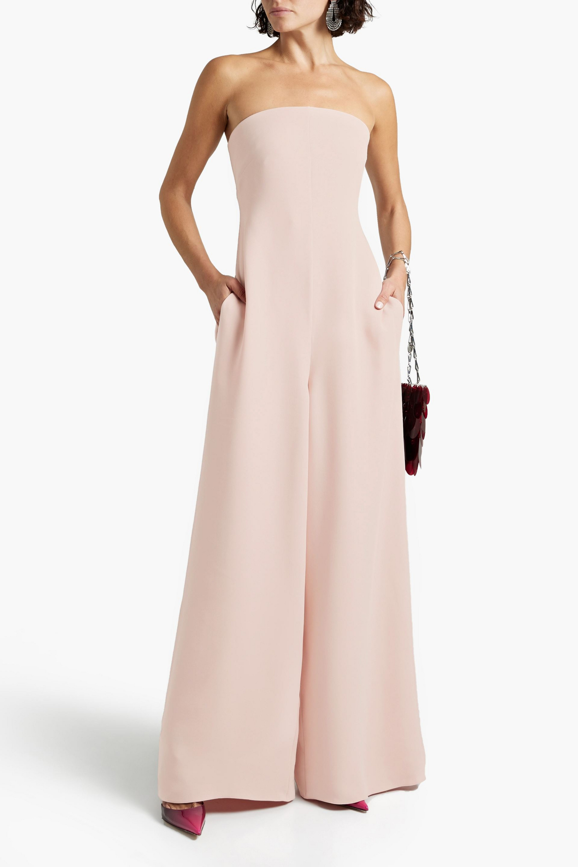 Valentino Garavani Strapless silk-crepe wide-leg jumpsuit