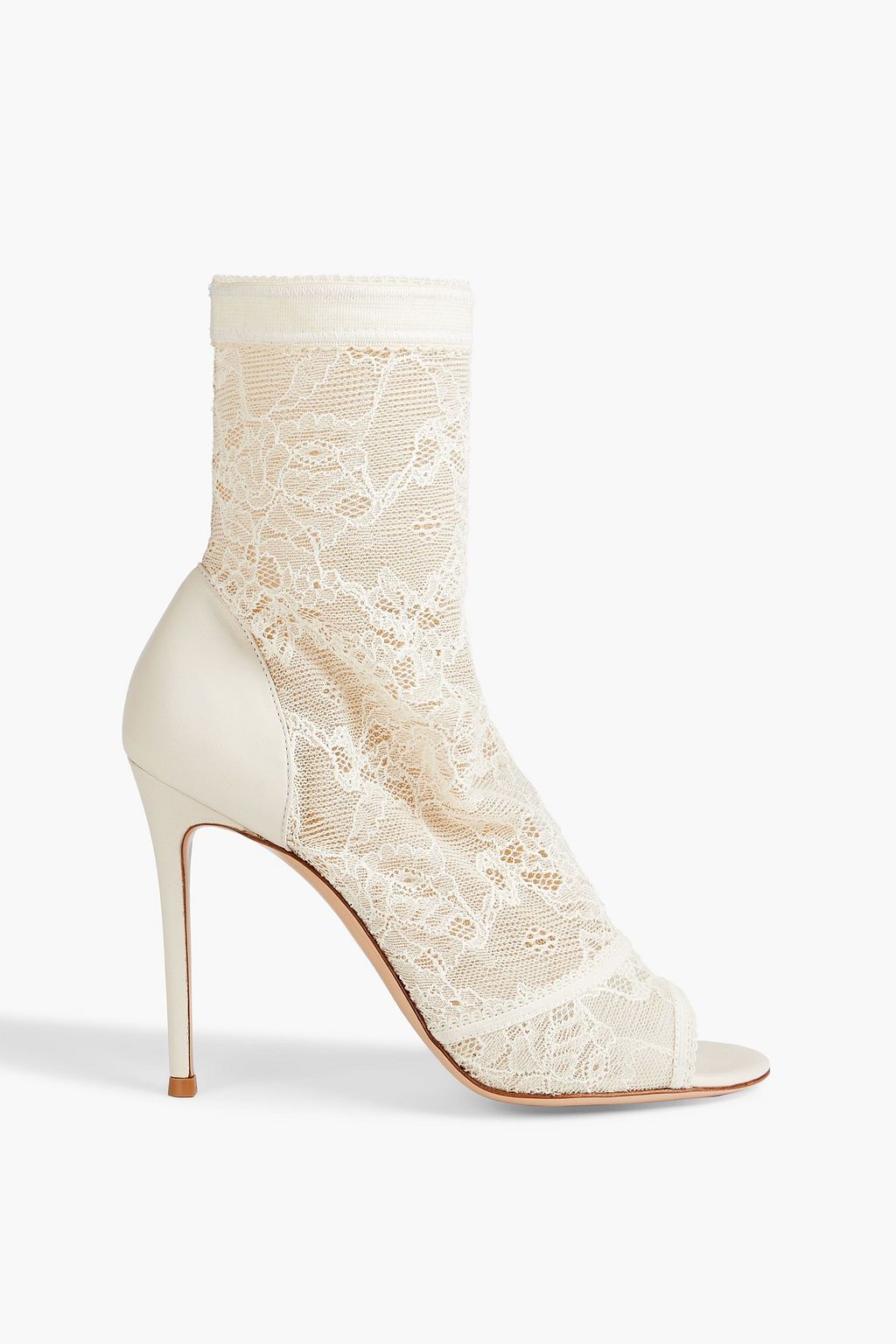 Missy leather trimmed stretch lace ankle boots