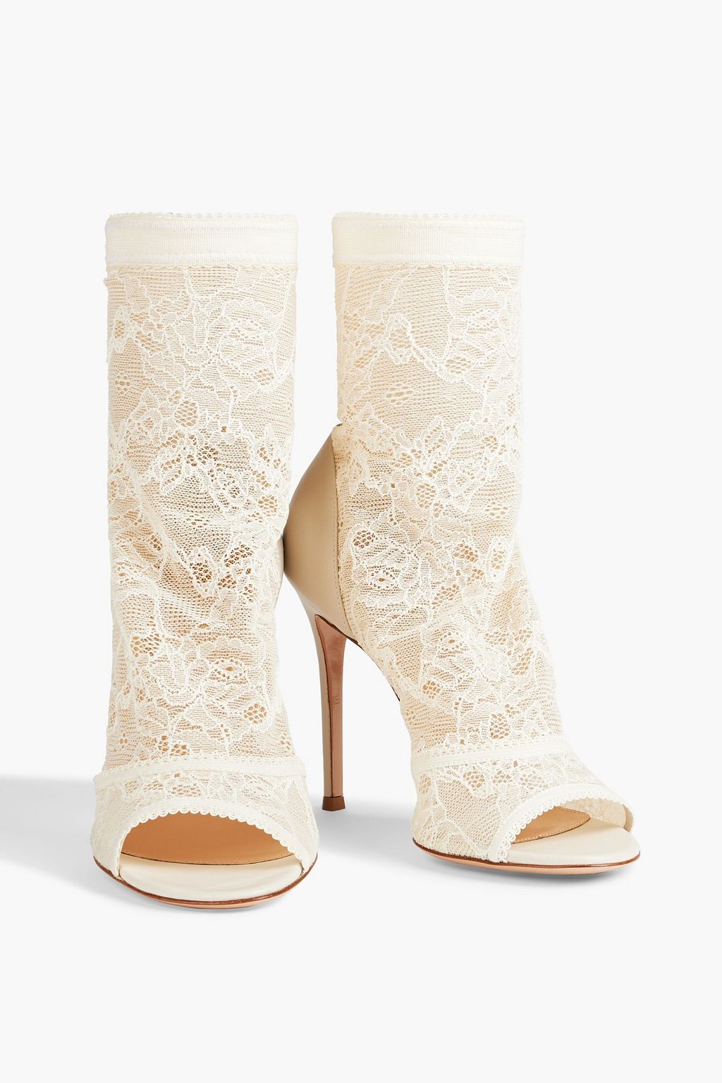 GIANVITO ROSSI Missy leather-trimmed stretch-lace ankle boots