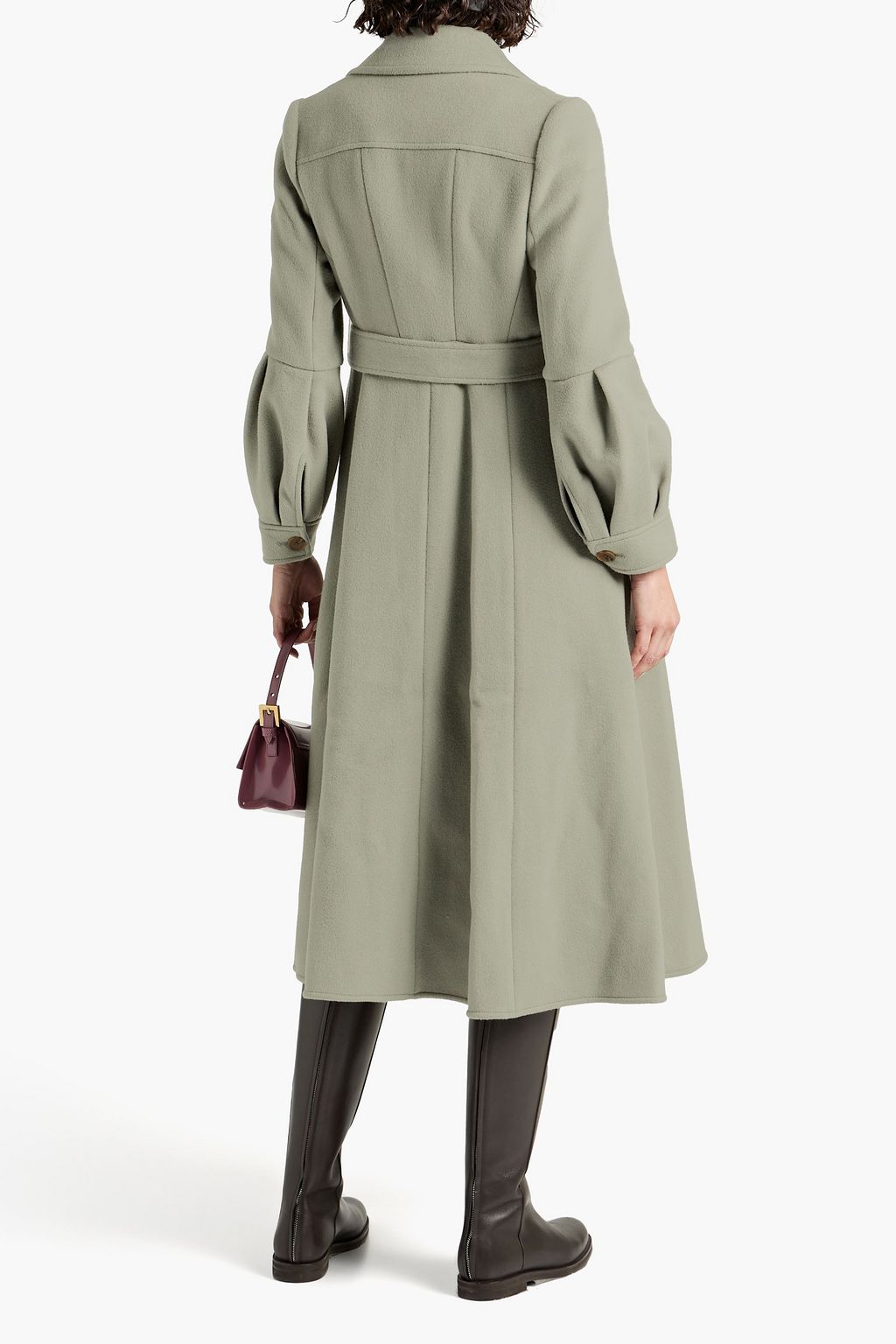 DIANE VON FURSTENBERG Pleated belted wool-felt coat