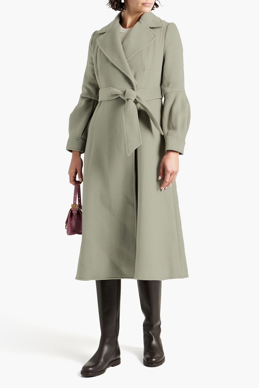 DIANE VON FURSTENBERG Pleated belted wool-felt coat