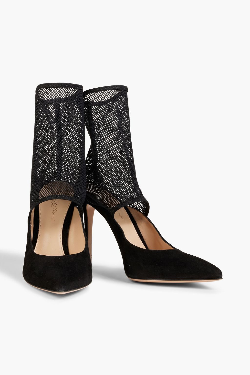 GIANVITO ROSSI Anisia mesh-paneled suede pumps