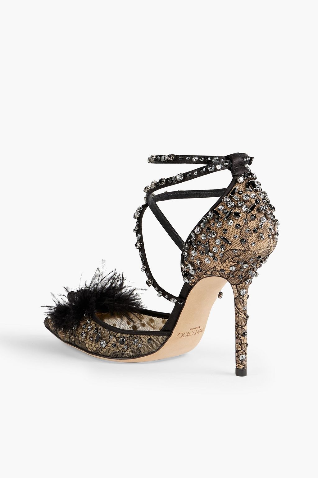 JIMMY CHOO Odette 100 embellished corded lace pumps