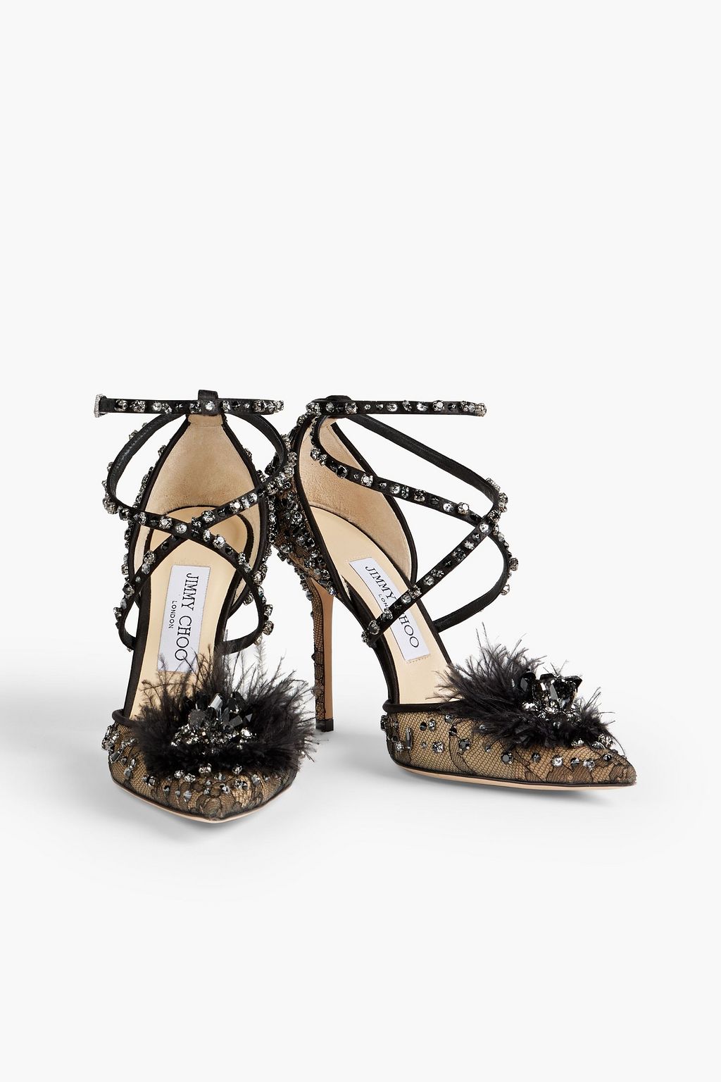 JIMMY CHOO Odette 100 embellished corded lace pumps