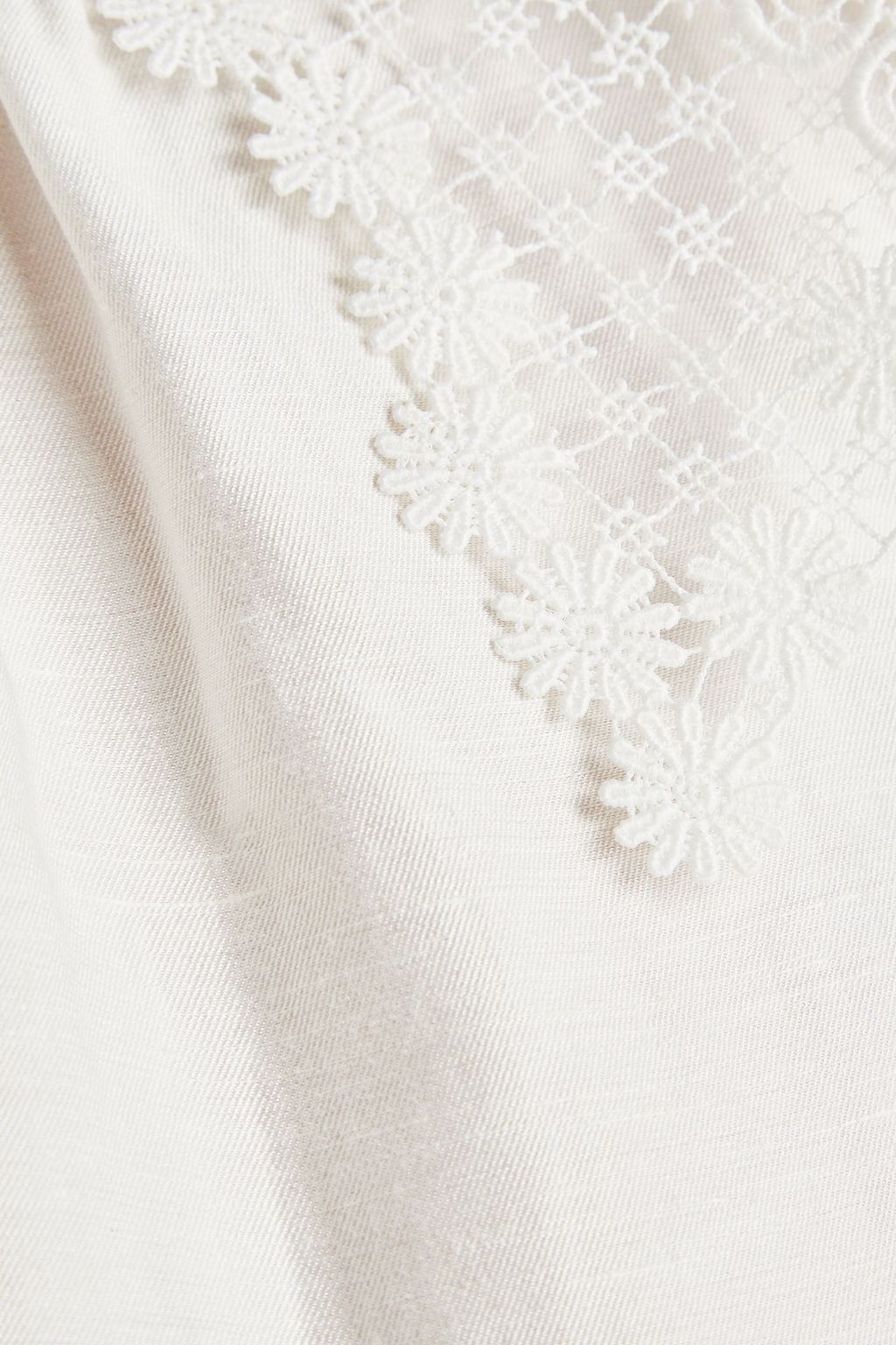 SANDRO Crocheted lace-trimmed twill shirt
