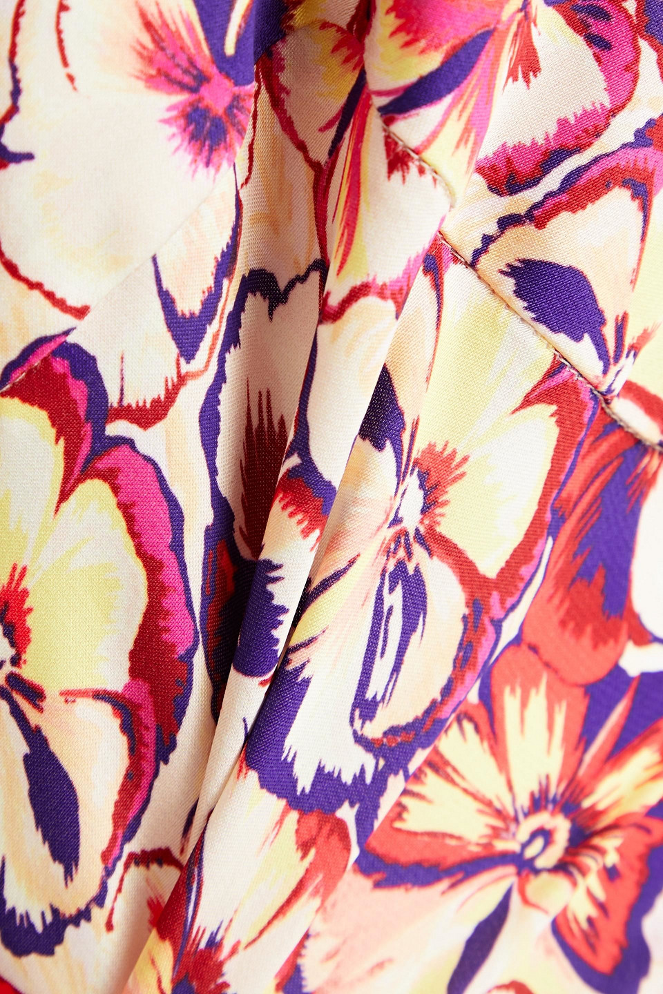 Rabanne Gathered Floral-print Satin Maxi Dress In Cream