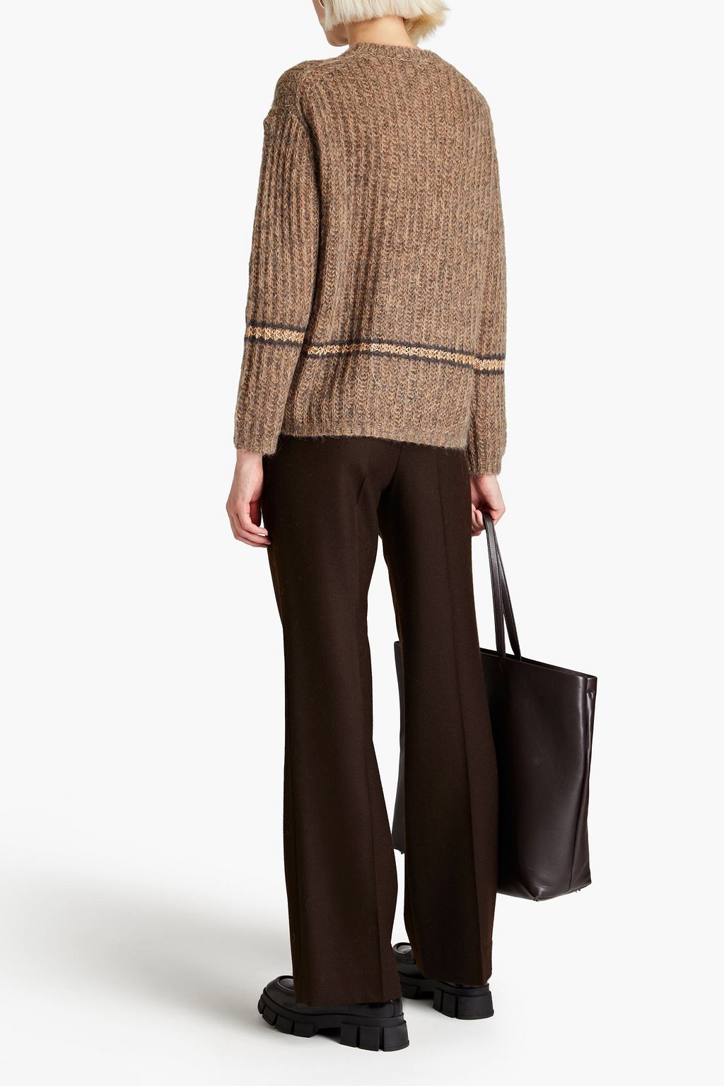LUISA CERANO Sequin-embellished striped knitted sweater