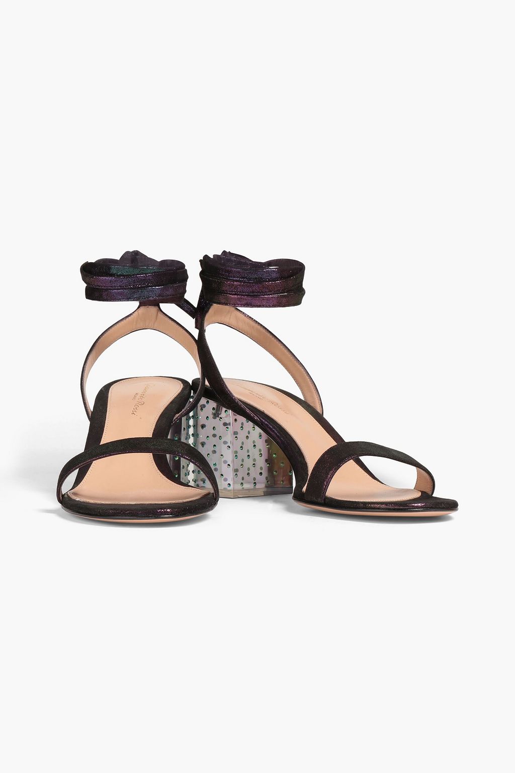 GIANVITO ROSSI Embellished iridescent leather sandals
