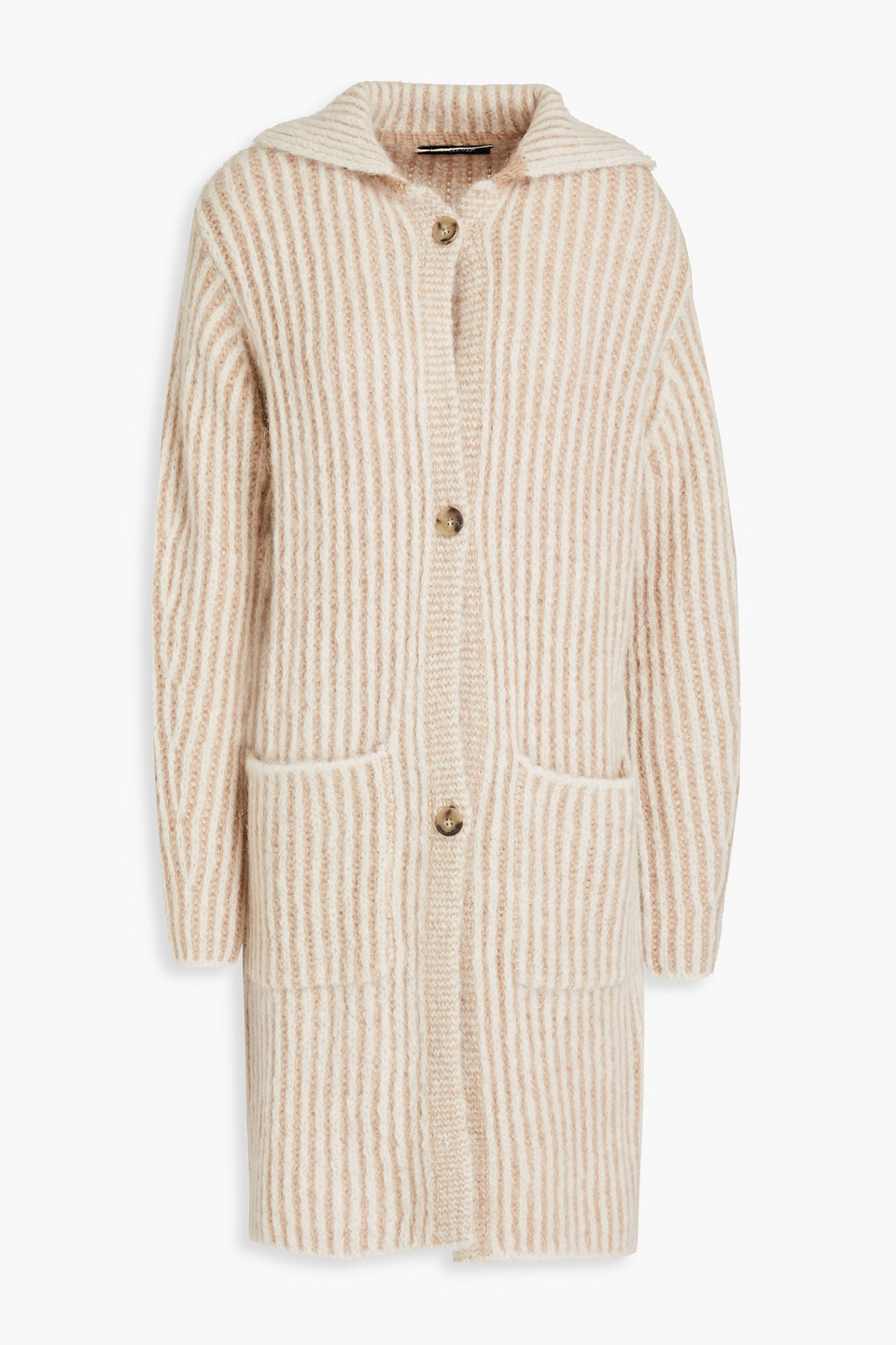 Luisa Cerano Brushed Ribbed Alpaca-blend Cardigan In Beige