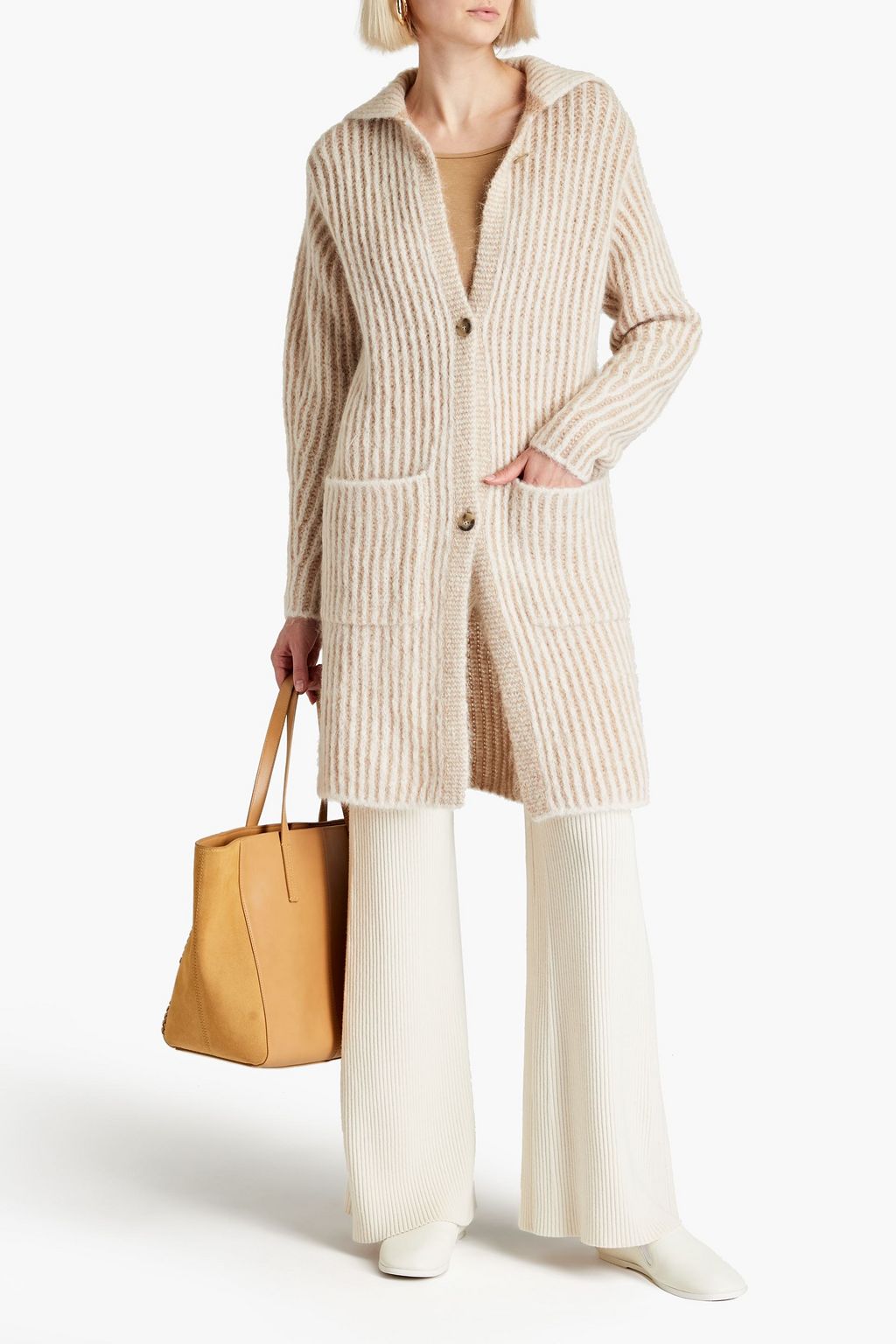 LUISA CERANO Brushed ribbed alpaca-blend cardigan