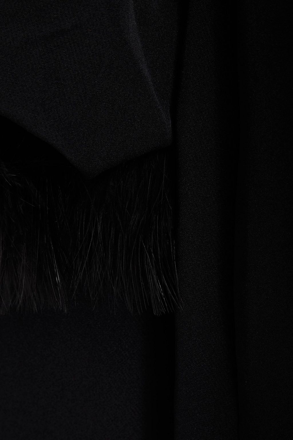 16ARLINGTON Namika belted feather-trimmed crepe coat