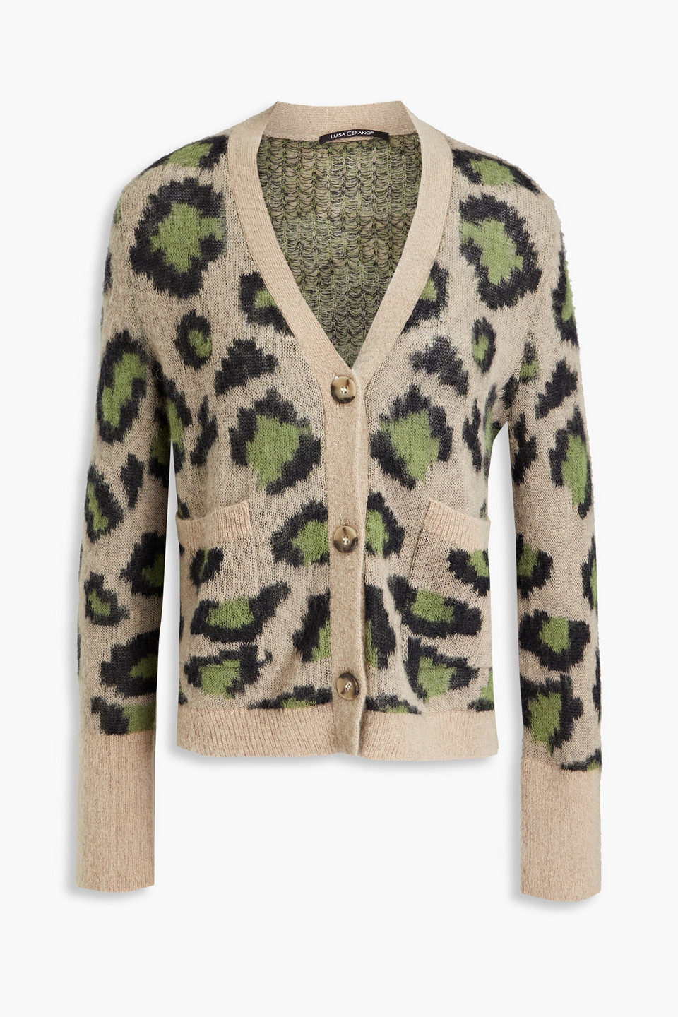 Luisa Cerano Brushed Leopard-print Wool-blend Cardigan In Multi