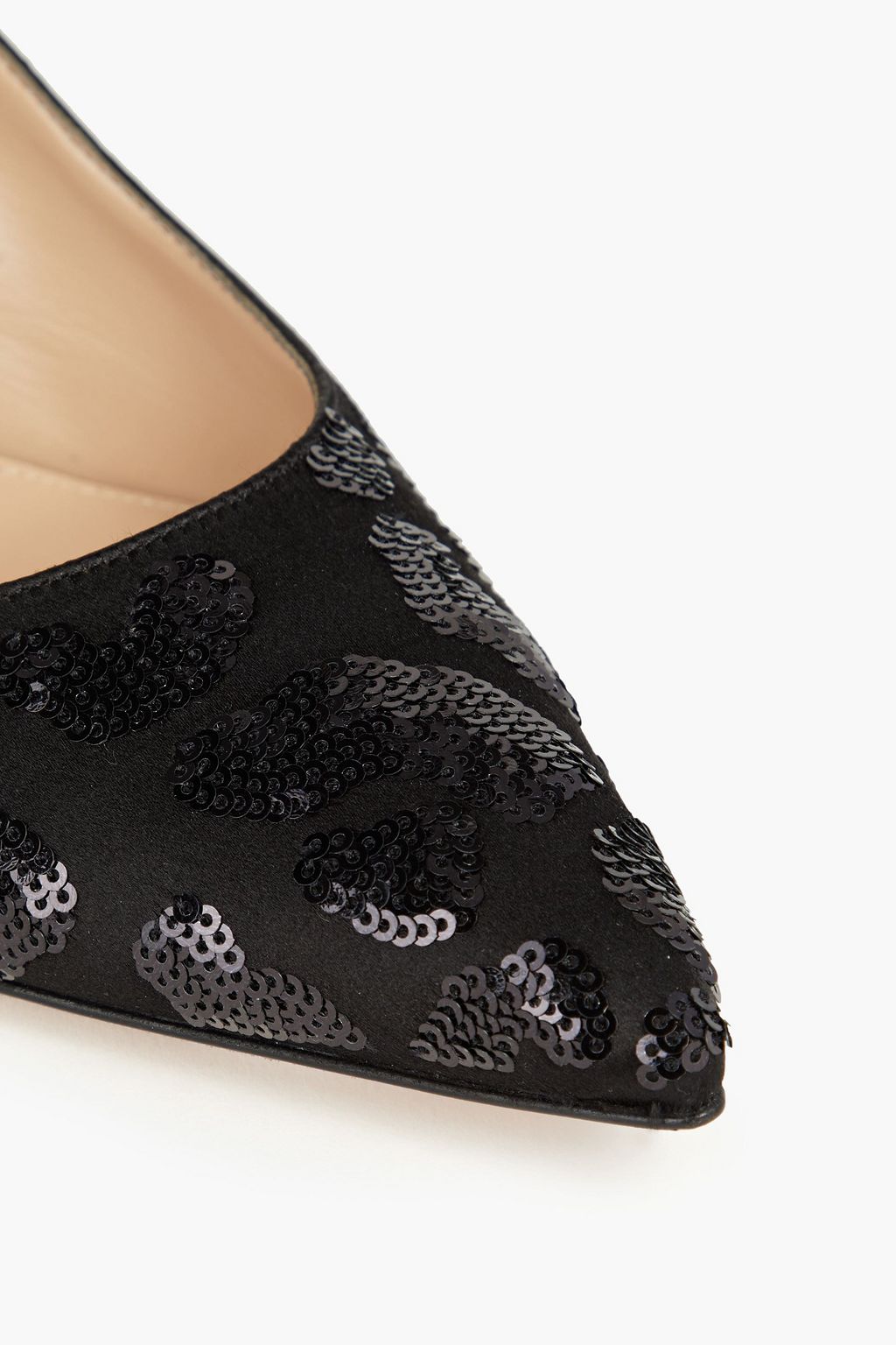 GIANVITO ROSSI Sequin-embellished satin slingback pumps