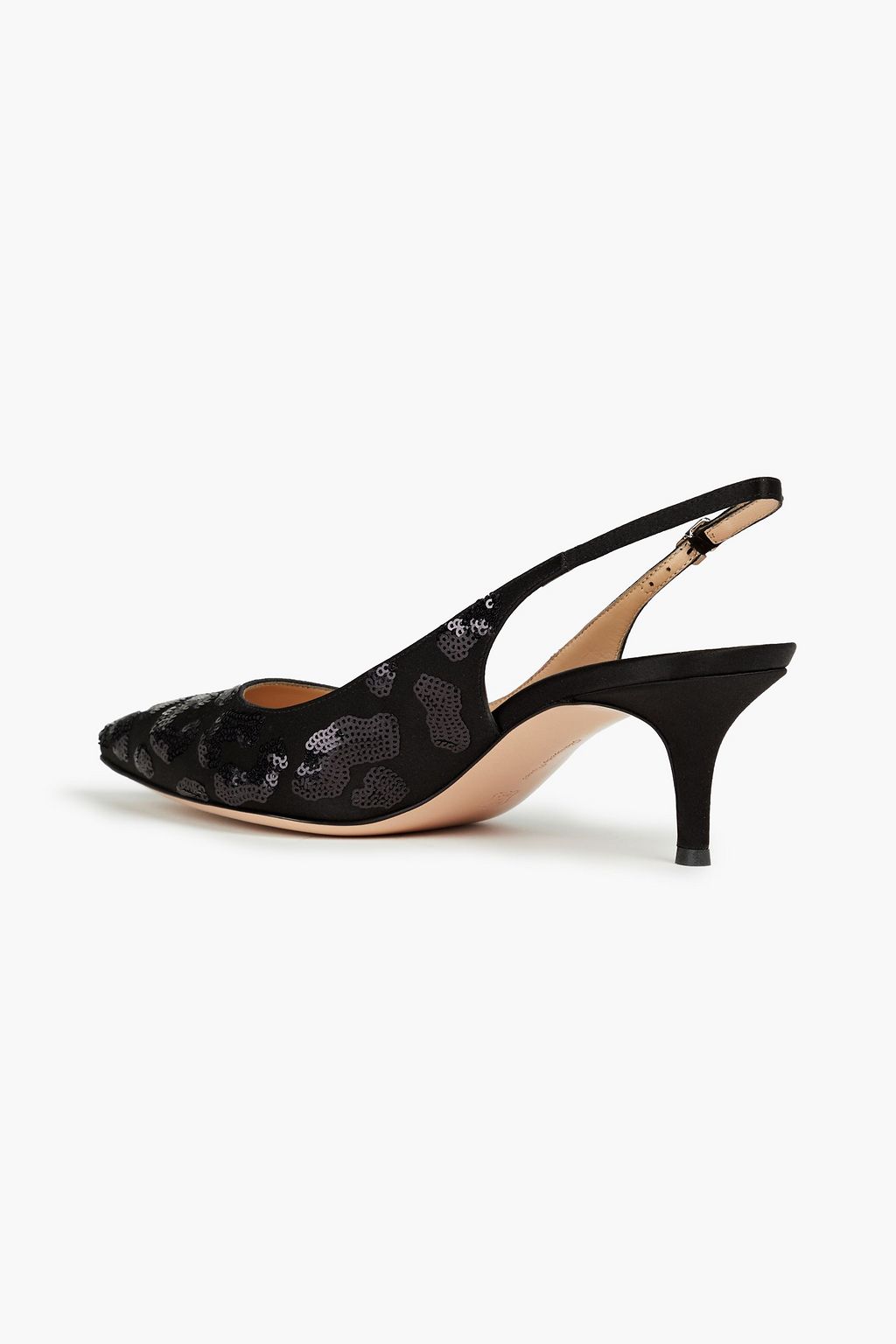 GIANVITO ROSSI Sequin-embellished satin slingback pumps