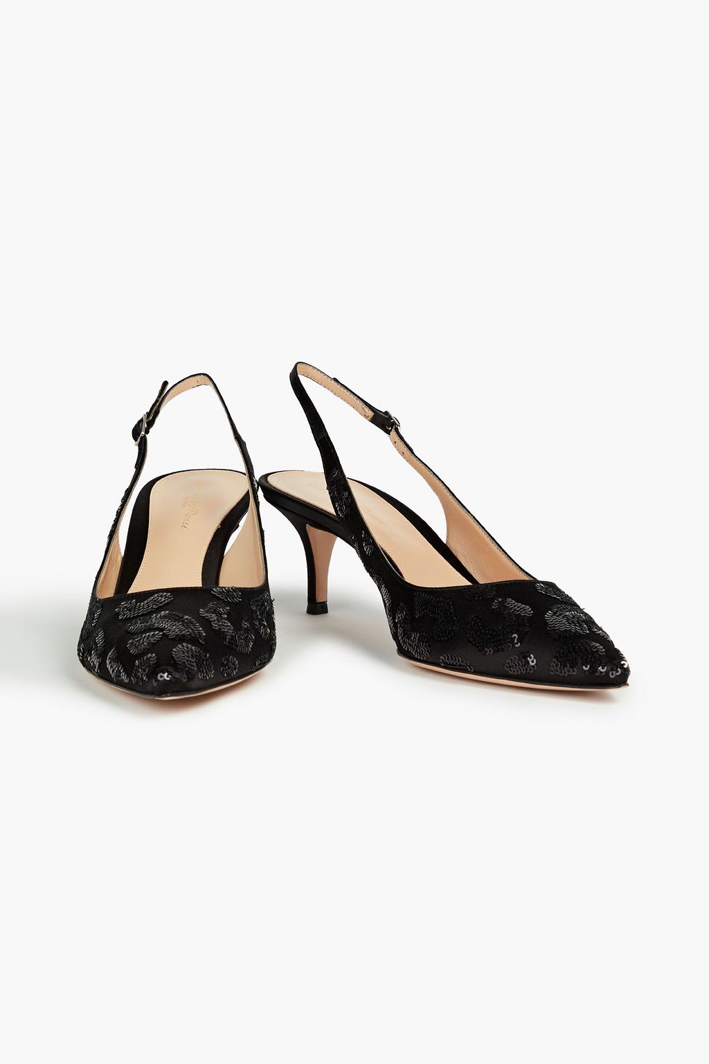 GIANVITO ROSSI Sequin-embellished satin slingback pumps