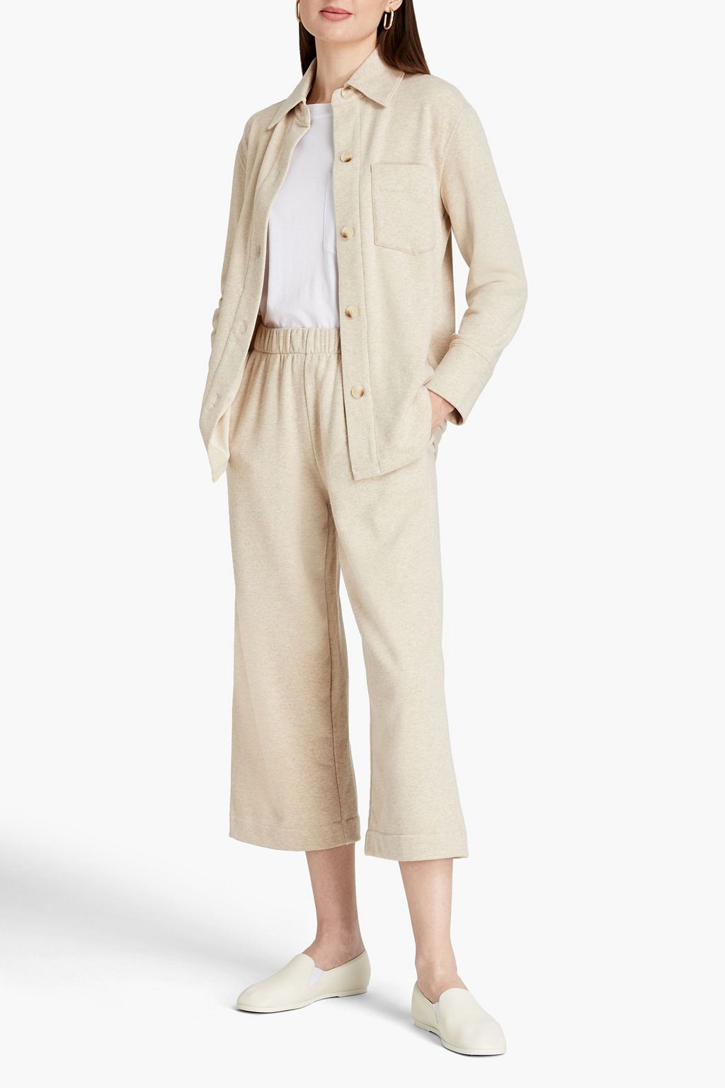 VINCE. Mélange French cotton-blend terry shirt