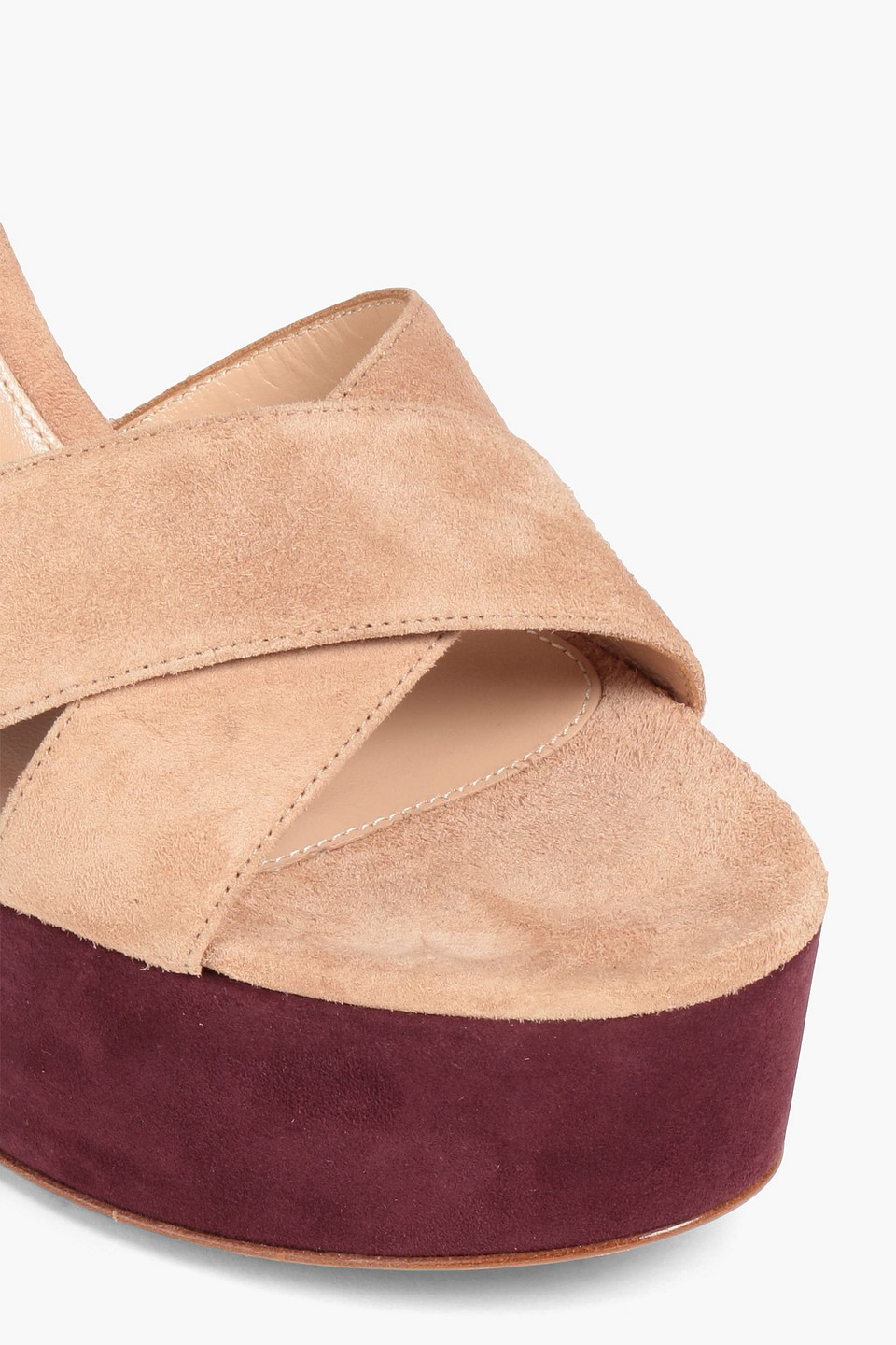 Shop Gianvito Rossi Color-block Suede Platform Sandals In Blush