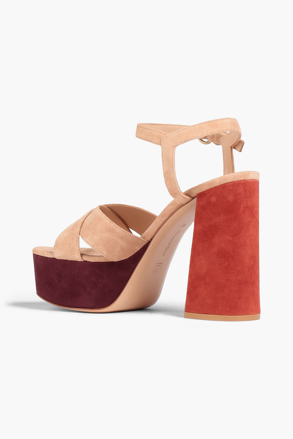 Shop Gianvito Rossi Color-block Suede Platform Sandals In Blush