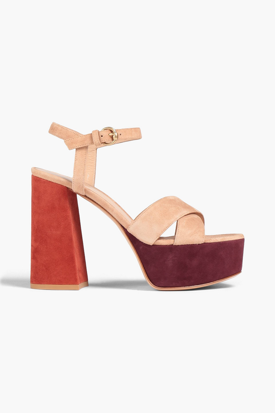 Shop Gianvito Rossi Color-block Suede Platform Sandals In Blush