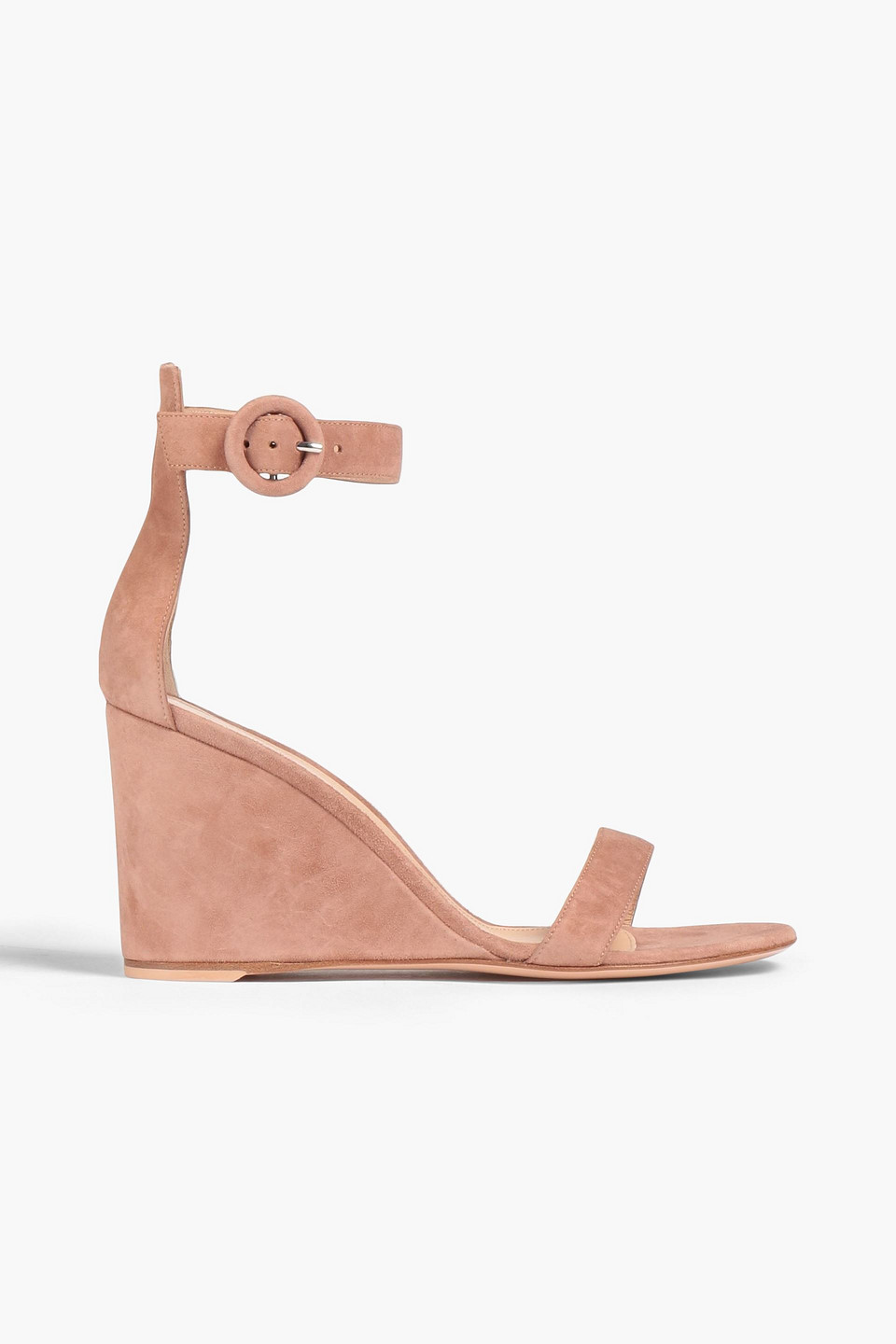 Gianvito Rossi Suede Wedge Sandals In Antique Rose ModeSens