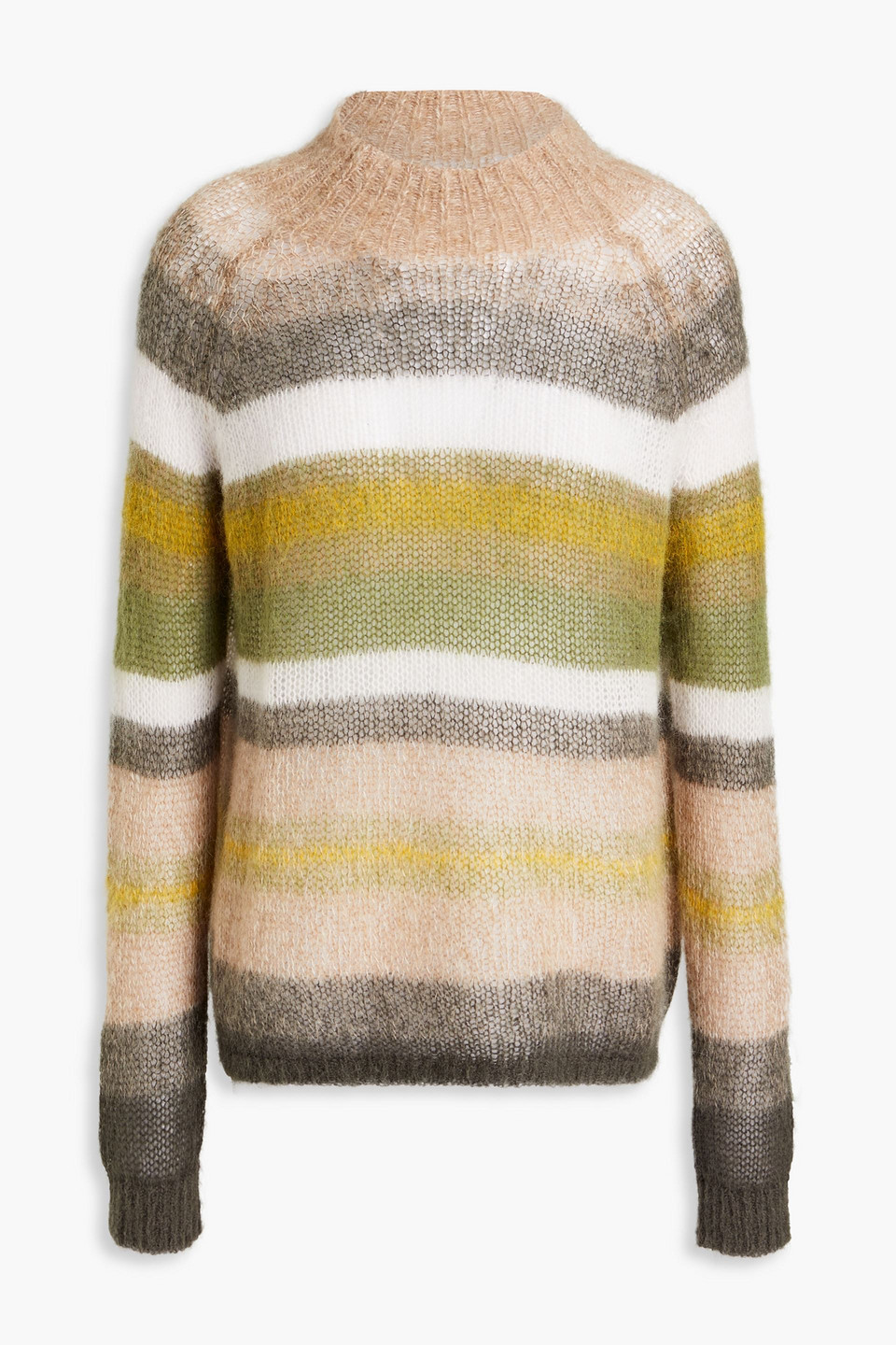 Luisa Cerano Brushed Striped Knitted Sweater In Beige