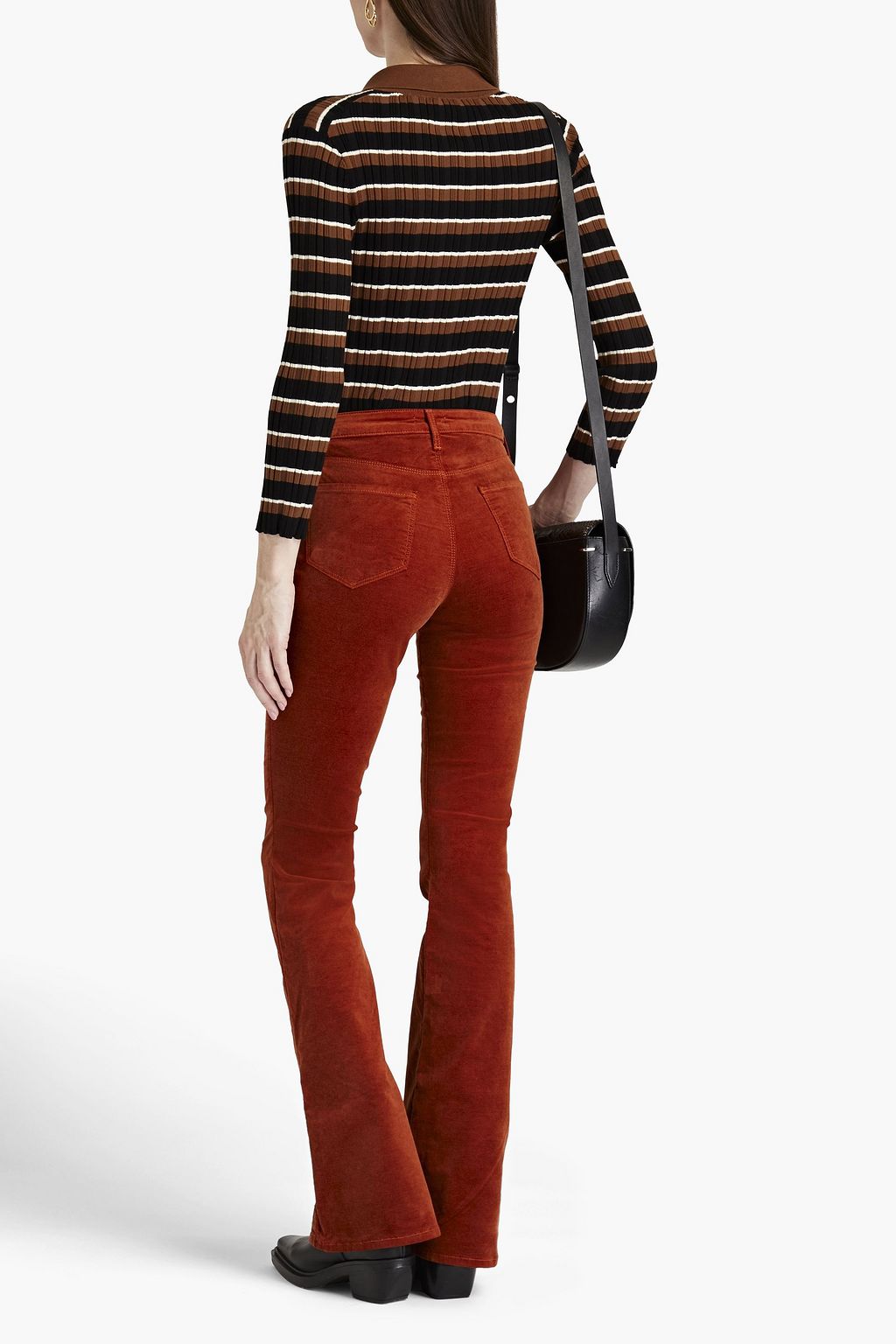 L'AGENCE Bell cotton-blend velvet flared pants