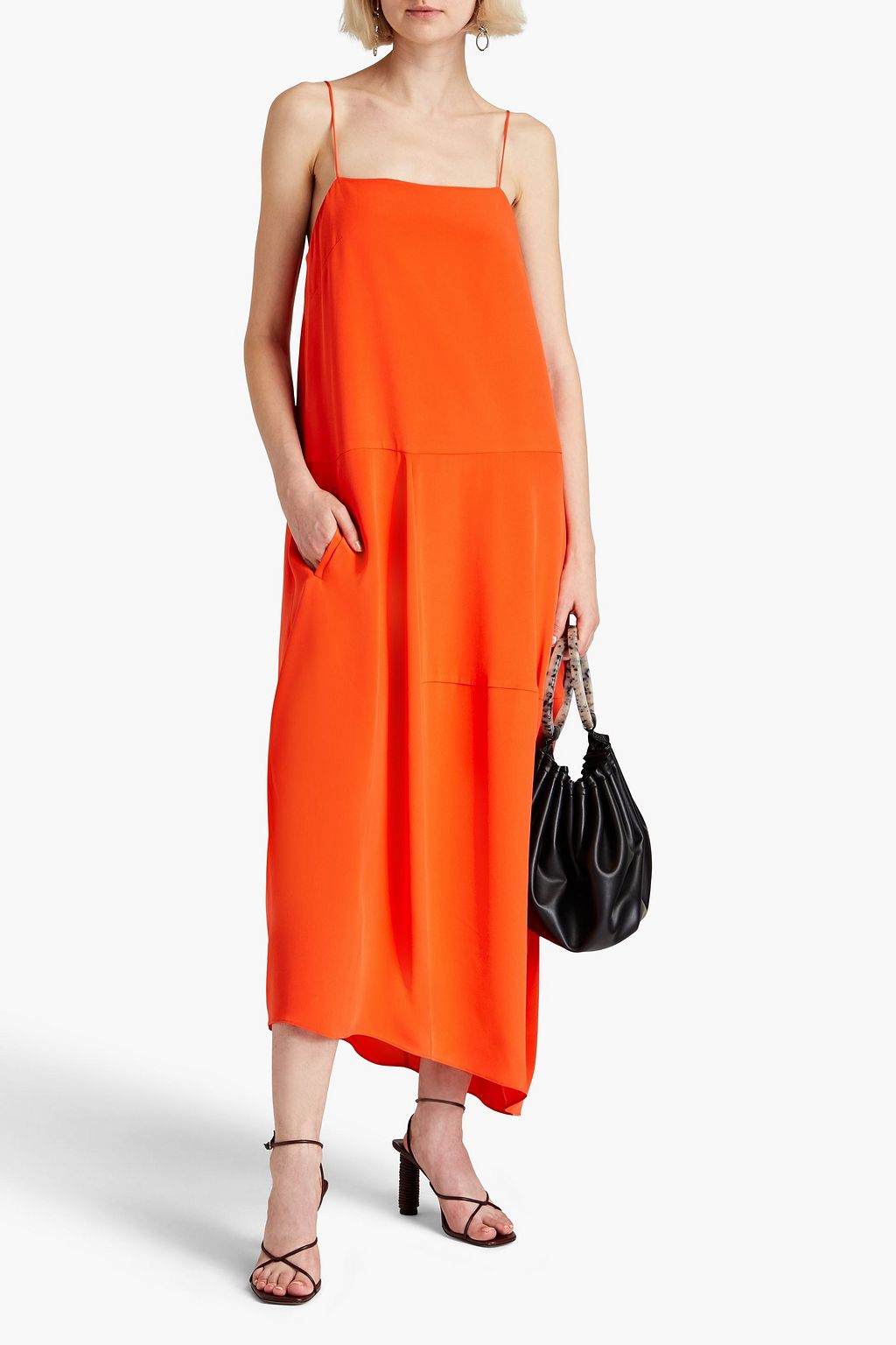 TIBI シルクキャディ ミディワンピース アシンメトリー