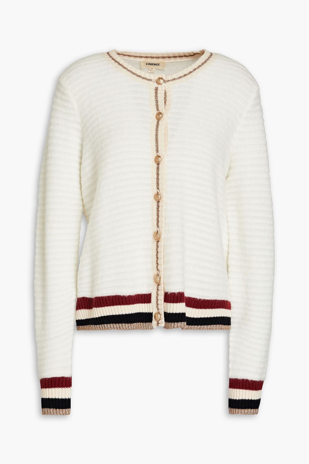 Ivory Archer striped knitted cardigan 